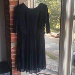 Seraphine Navy Blue Pleated Maternity Dress